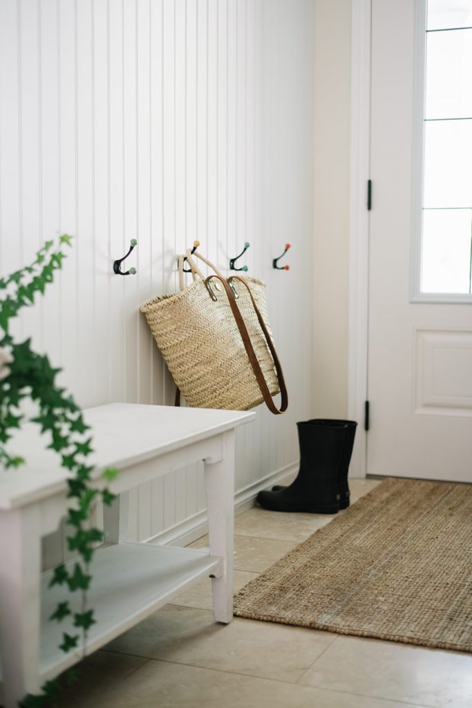 small entryway with hooks