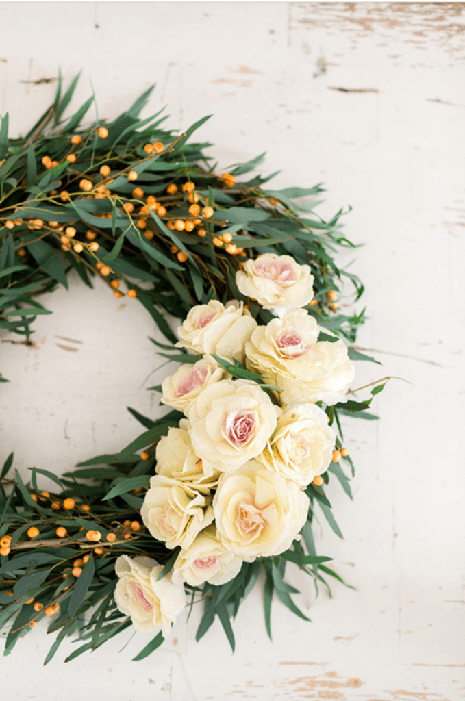 Flowers make a holiday wreath feel fresh!
