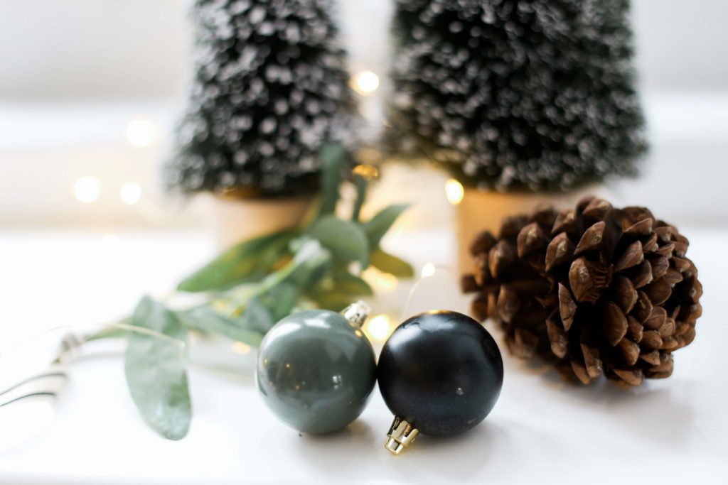 painted green and black round ornaments